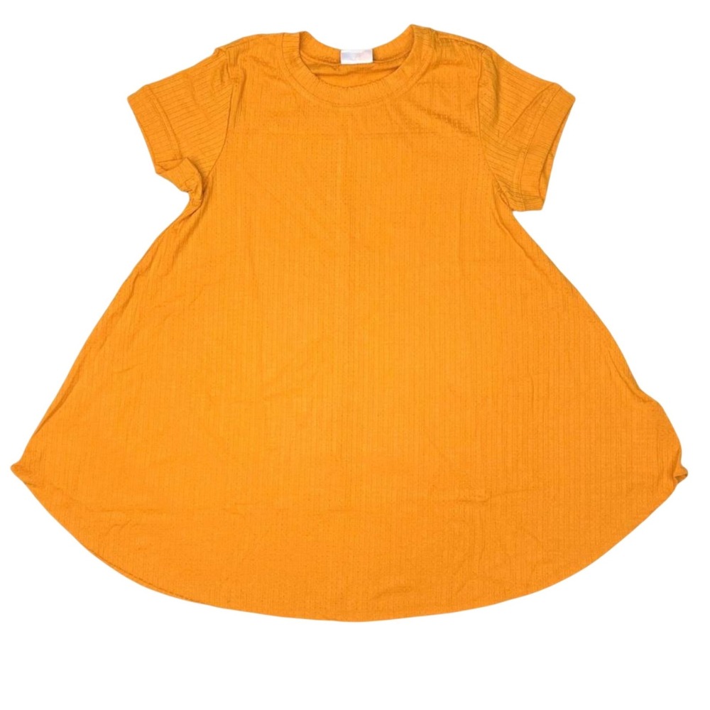 LuLaRoe Womens Top Size 3XL Erika Shirt Mustard Yellow Waffle Ribbed Knit NWT